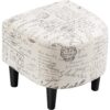 Letter Print French Upholstered Barrel Chair and Ottoman Set - Image 3