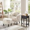 Letter Print French Upholstered Barrel Chair and Ottoman Set - Image 4