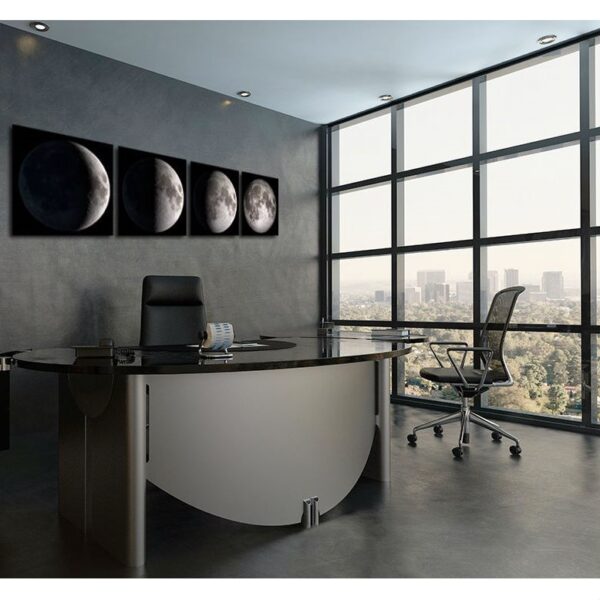 Moon Phases 4-Panel Modern Framed Canvas Print Wall Art - Image 2