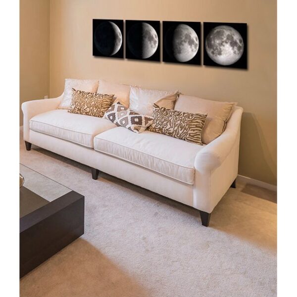 Moon Phases 4-Panel Modern Framed Canvas Print Wall Art - Image 4