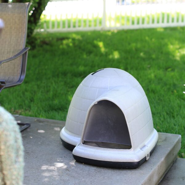 Large 43.8-inch Igloo Shape Weather Resistant Dog House in Tan - Image 3