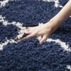 8' x 10' Shag Extra Plush Geometric Indoor Blue/Beige Area Rug - Image 3