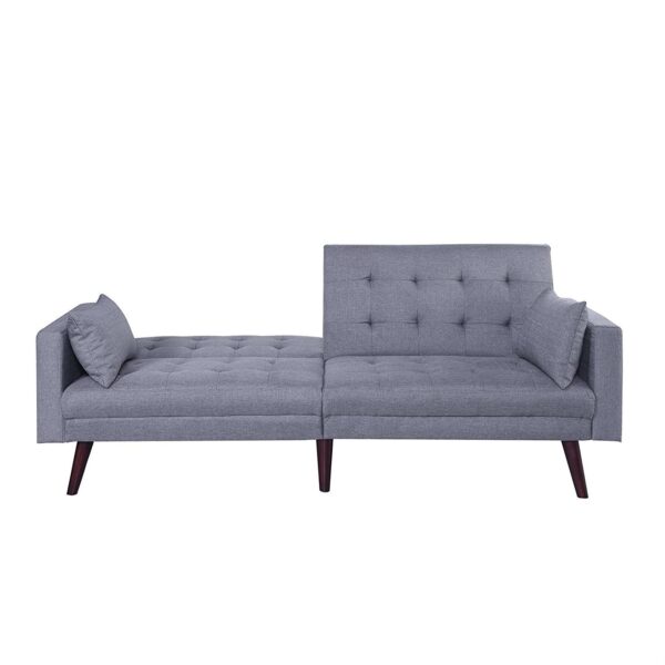 Modern Mid-Century Light Grey Linen Split-Back Sofa Bed - Image 3