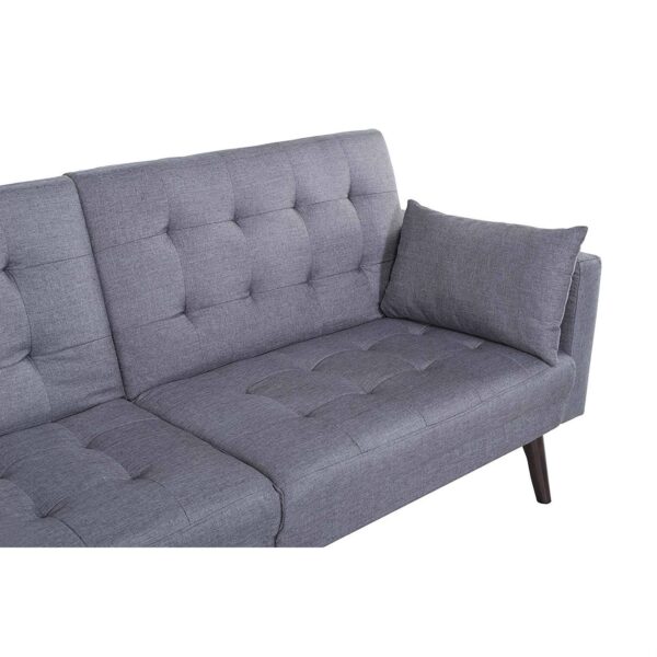 Modern Mid-Century Light Grey Linen Split-Back Sofa Bed - Image 4