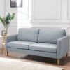 Light Grey Fabric Modern Mid-Century Style Sofa with Wood Legs - Image 2