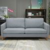 Light Grey Fabric Modern Mid-Century Style Sofa with Wood Legs - Image 4