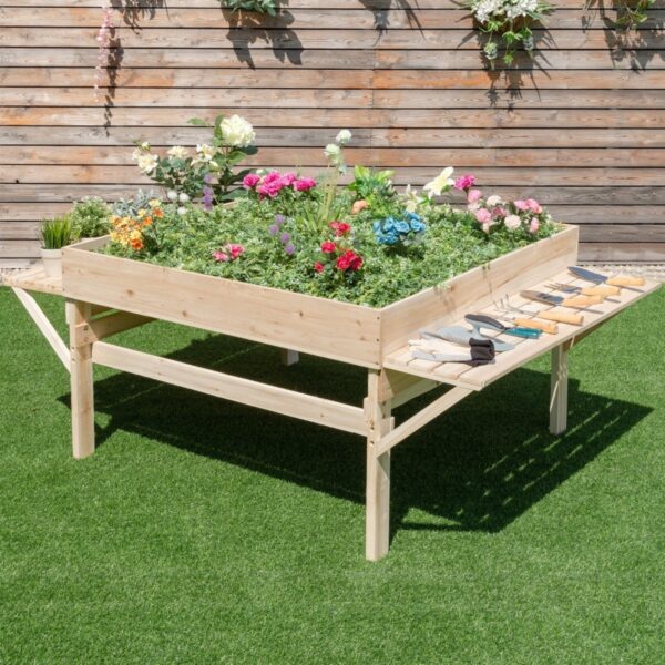 Solid Fir Wood Large 6 ft x 4 ft Elevated Garden Bed Planter - Image 2