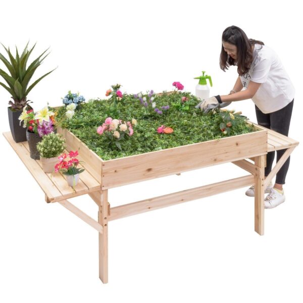 Solid Fir Wood Large 6 ft x 4 ft Elevated Garden Bed Planter - Image 4