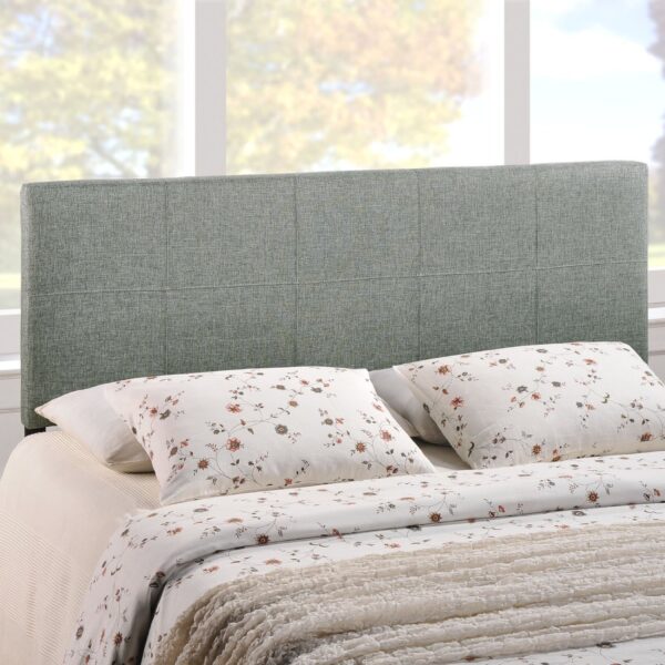 Queen size Padded Textured Fabric Upholstered Headboard in Beige - Image 2