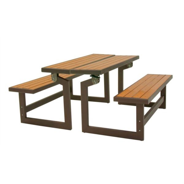 Metal and Wood Park Style Bench for Outdoor Patio Lawn Garden - Image 2