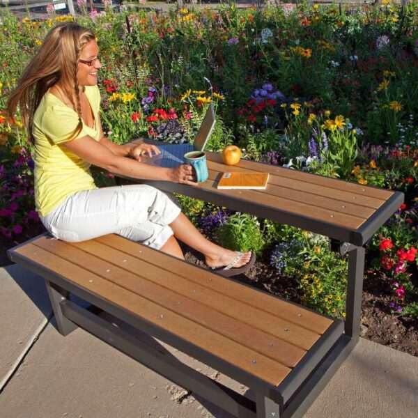 Metal and Wood Park Style Bench for Outdoor Patio Lawn Garden - Image 3