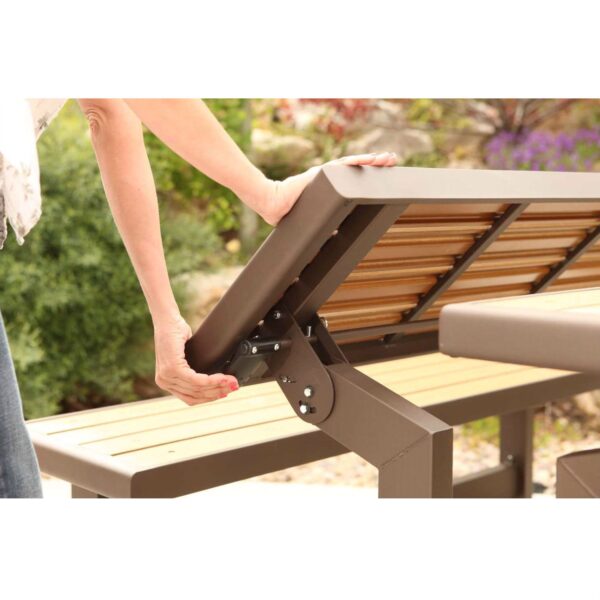 Metal and Wood Park Style Bench for Outdoor Patio Lawn Garden - Image 4