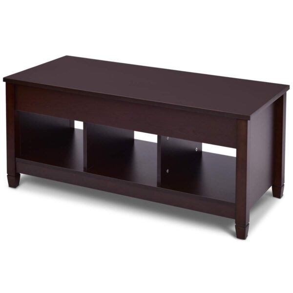 Brown Wood Lift Top Coffee Table with Hidden Storage Space - Image 3