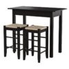 3 Piece Espresso Dining Set with Table and 2 Backless Stools - Image 2