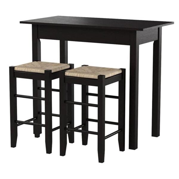 3 Piece Espresso Dining Set with Table and 2 Backless Stools - Image 2