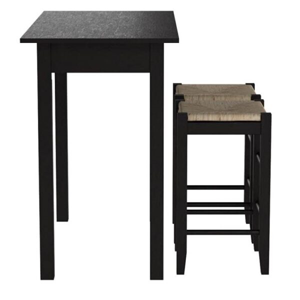 3 Piece Espresso Dining Set with Table and 2 Backless Stools - Image 3