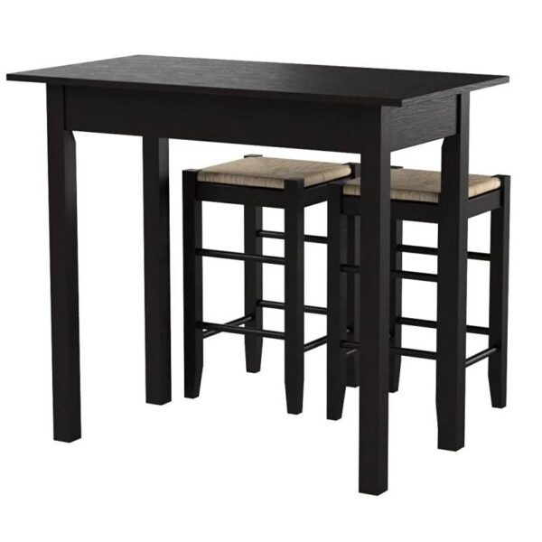 3 Piece Espresso Dining Set with Table and 2 Backless Stools - Image 4