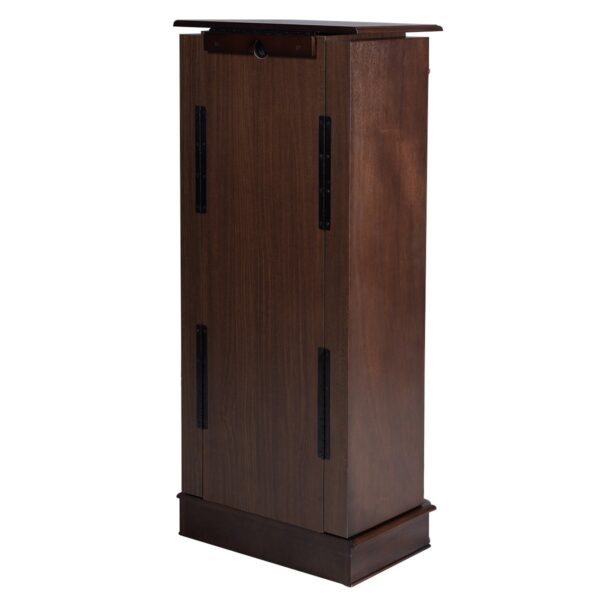 Dark Brown Wood Jewelry Armoire Storage Chest with Mirror - Image 4
