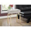 24in Modern End Table 1 Drawer Nightstand Beige Marble Gold Legs - Image 2