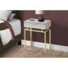 24in Modern End Table 1 Drawer Nightstand Beige Marble Gold Legs - Image 3