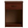 Bedroom 1-Drawer Nightstand End Table in Medium Brown Wood Finish - Image 2