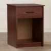 Bedroom 1-Drawer Nightstand End Table in Medium Brown Wood Finish - Image 5