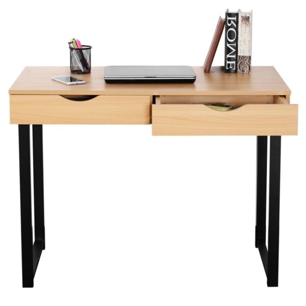 Modern Low Rise Laptop Computer Desk with Two Storage Drawers - Image 2
