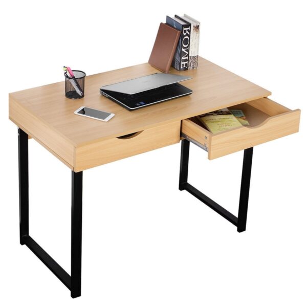 Modern Low Rise Laptop Computer Desk with Two Storage Drawers - Image 3