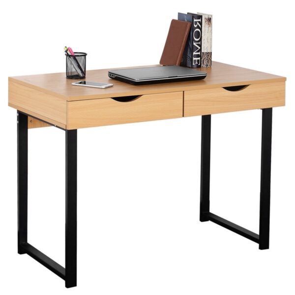 Modern Low Rise Laptop Computer Desk with Two Storage Drawers - Image 5