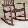 Set of 2 - Indoor/Outdoor Patio Porch Dark Brown Slat Rocking Chairs - Image 3