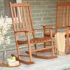 Set of 2 - Indoor/Outdoor Patio Porch Natural Slat Rocking Chairs - Image 4