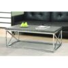 Modern Coffee Table with Chrome Metal Frame and Dark Taupe Wood Top - Image 2