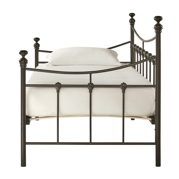 Twin size Contemporary Dark Brown Metal Daybed with Wood Slats - Image 4