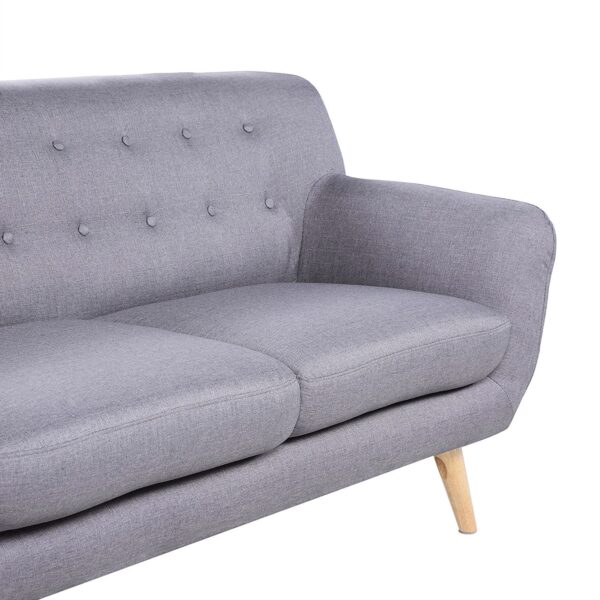 Modern Light Grey Linen Fabric Mid-Century Tufted Sofa Loveseat - Image 3
