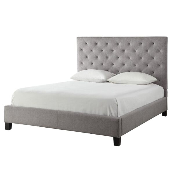 Queen size Button Tufted Grey Upholstered Platform Bed - Image 2
