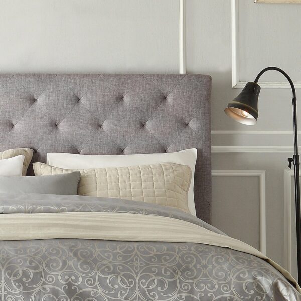 Queen size Button Tufted Grey Upholstered Platform Bed - Image 3