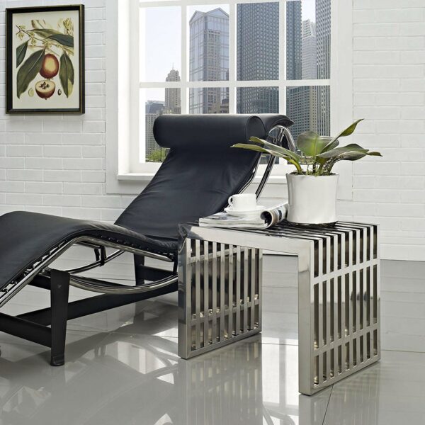 Mid-Century Modern Stainless Steel Accent Bench - Image 5