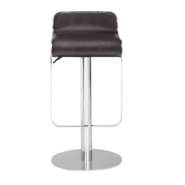 Modern Bar Stool with Espresso Brown Faux Leather Swivel Seat - Image 2