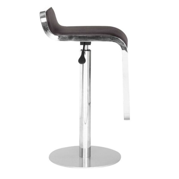 Modern Bar Stool with Espresso Brown Faux Leather Swivel Seat - Image 3