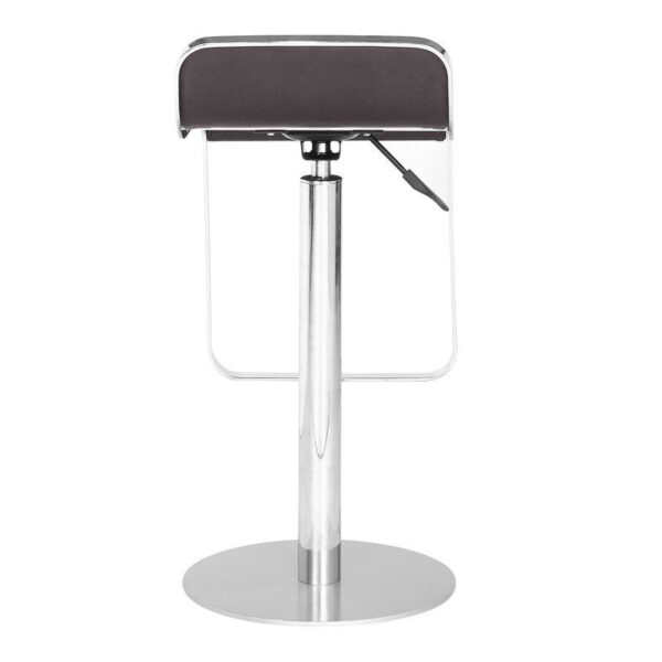 Modern Bar Stool with Espresso Brown Faux Leather Swivel Seat - Image 4