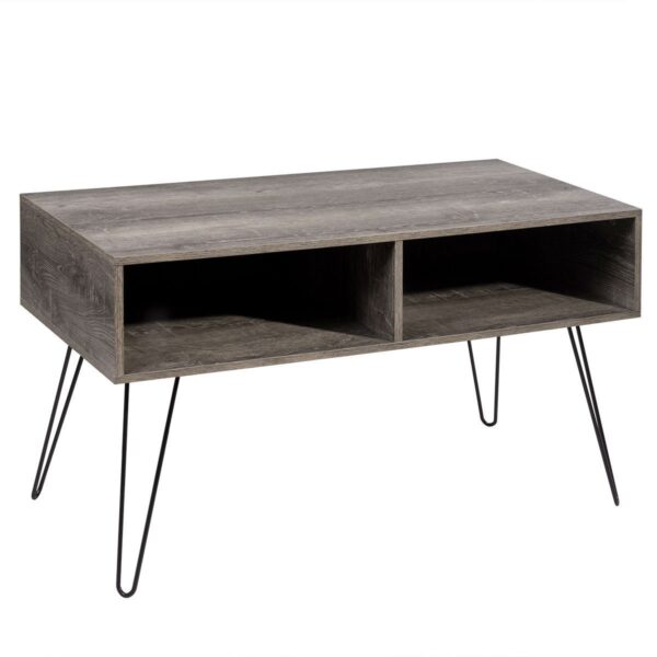 Modern TV Stand in Oak Wood Finish with Metal Legs - Fits up to 42-inch TV - Image 3
