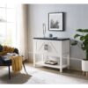 Modern 2 Drawer Wooden Storage Console Table White/Black - Image 4