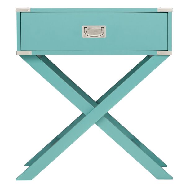 Marine Green Turquoise 1-Drawer Modern End Table Nightstand - Image 2