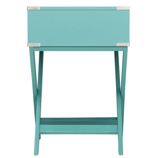 Marine Green Turquoise 1-Drawer Modern End Table Nightstand - Image 3