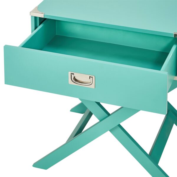 Marine Green Turquoise 1-Drawer Modern End Table Nightstand - Image 5