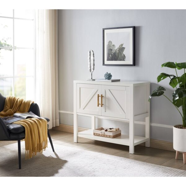 Modern 2 Drawer Wooden Storage Console Table White - Image 4