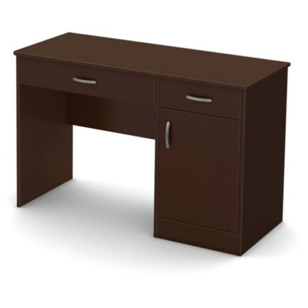 Modern Home Office Computer Desk in Chocolate Wood Finish