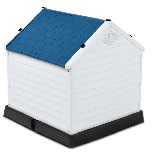 Medium size Outdoor Heavy Duty Blue and White Plastic Dog House - Image 3