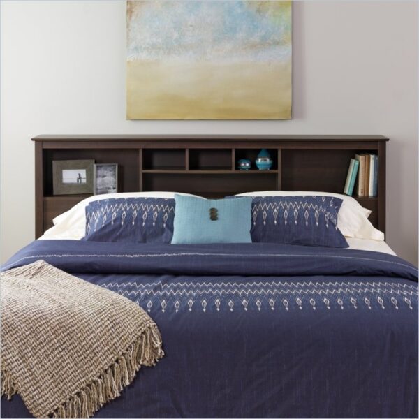 King size Bookcase Headboard in Espresso Wood Finish - Image 2