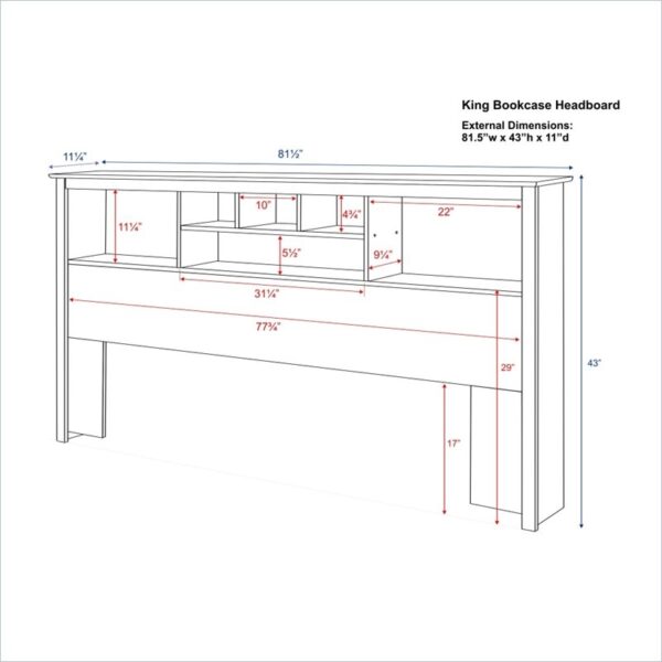 King size Bookcase Headboard in Espresso Wood Finish - Image 4